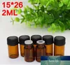 Groothandel Mini Essential Oil Glass Flessen met opening Schroefdop Small Small Sample Amber Fials 2ml 2000pcs / lot Op voorraad