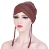 Frauen Stirn Kreuz Seide Baumwolle Schlaf Turban Hut Krebs Chemo Beanie Cap Hijab Kopfbedeckung Headwrap Haar Zubehör