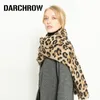 Darchrow 레오파드 인쇄 스카프 여성 겨울 담요 스카프 따뜻한 부드러운 캐시미어 두꺼운 Shawls 스카프 여성 레이디