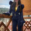 İki Parça Elbise Kadın Kış Sıcak Snowsuit Açık Spor Pantolonu Kayak Takım Su Geçirmez Tulum 2021 MacAcao Feminino için Moda Tulumları