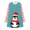 Europe And America New Christmas Cartoon Digital Printing Girls Long Sleeve Dress Cute Fashion Children's Dress