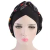 Gorro para dormir Tela de seda imitada Suave Mujeres Turbante Sombrero Salón Moda Hogar Frente Cruzado Floral Impreso Cuidado del cabello1