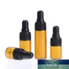 Flacon compte-gouttes noir en verre ambré flacons compte-gouttes ronds 1 ml 2 ml 3 ml 5 ml échantillon conteneur de Pipette d'huile essentielle pour le voyage