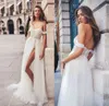 Elihav Sasson A Line Bröllopsklänningar Av Shlouder Split Tulle Crystal Pearls Beading Wedding Dress Custom Made Vestidos de Novia