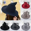 2020 Women Modern Witch Hat Foldable Costume Sharp Pointed Wool Felt Halloween Party Hats Witch Hat Warm Autumn Winter Cap1303H