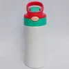 Yeni 12 oz süblimasyon sippy fincan 350ml süblimasyon çocuklar saman kapağı ile su şişesi taşınabilir paslanmaz çelik içme bardak dh5236963