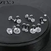 Stud ZEMO 6 Pair Round Zircon Ear Studs Earrings Women's Stainless Steel Cartilage Piercing Jewelry1