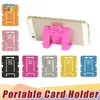 Partihandel Candy Färg Telefonhållare Stativ Plast Folding Dual Mobiltelefon Universal Bracket för Samsung Huawei HTC Card Stand 3000PCS / Lot