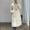 Women's Down Parkas Winter Puff Jacket Kvinnor A-Line Long Coat Kvinna 90% White Duck Korean Casual Thick Belt Outwear