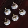 Крошечное золото сплошное сердце шарм натуральная монета пресноводная жемчужная бусинка нежная цепь подвесной колье ожерелье для женщин драгоценные изделия1