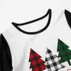 Familie Kerstpyjama's 2-delige Set Xmas Tree Hoodie Blouse T-shirt Plaidbroek Baby Kids Ouder Katoen Slaapkleding Matching Suit Sale D91607