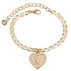 Crystal Gold Chains A-Z English Initial Heart Anklet Chain Charm Foot Chain