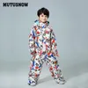 Mutusnow Kids Ski Suit Boys Children Brands Waterproof Warm Snow Jacket och byxor Vinterskidor och snowboardkläder Child9352567