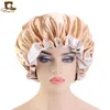 Dubbel satin spets nattkapp extra stor runda mössa kvinnor hattar mode hatt headwrap motorhuven headwrap