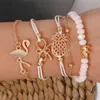 Fashion Boho Charm Chain Bead Bracelets Set Woman Gold Bowknot Animals Geometric Hollow Circle Cuff Link Bracelet Female Jewelry309k