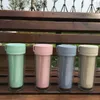 4 Colors Promotional Gift Bottles 300ml 10oz BPA Free Double Wall Clear ECO Portable Wheat Straw Plastic Coffee Mug With Handle