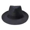 Fashion Summer Casual Unisexe plage trilby grand royaume jazz soleil chapeau panama papier paille femme capuche hommes avec ruban noir13639960