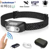 7500LUMENS LED -strålkastarstrålkastare Uppladdningsbar kroppsrörelsesensor Head Light Lamp Ultra Ljus med USB Camping Fishing67807406345893