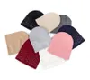 Kvinnors vinterhatt stickade mössa hattar för damer strass Autumn Knit Beanies Women Designer Bonnet Gorro1