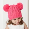 Baby Girls Beanies Pom Pom Woolen Ball Hats Crochet Winter Warm Knitted Caps Casual Headgear Outdoor Cute Toddler Kids Skull Hats LSK1334