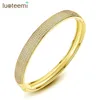 Luoteemi Luxury Exquisito Clear Zircon Gold Color Bangles for Women 8 mm Braceletas de boda de novia Joyería de moda femenina3979624