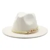 Stingy Brim Hats Blackwhite Wide Simple Top Hat Panama Solid Felt Fedoras For Men Women Artificial Wool Blend Jazz Cap5038884