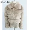 Zadorin 2020 Moda Kırpılmış Üst Faux Fox Artı Boyutu Dinsiz Yaka Kış Ceket Kadın Kabarık Kürk Ceket T200915