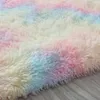 Färgglada mattor för sovrumsgolv Rainbow Fluffy Carpet Kids Girls Living Room Rug Cute Area Plush Shaggy Nordic Modern Home Inredning 200925