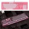 Keyboards meninas rosa teclado sets true eixo backlit punk keycap com eixo verde mecânico USB 3200dpi mudo