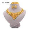 Boucles d'oreilles Collier Ensembles de Bijoux Dubaï 24k Couleur Or Mariage Africain Cadeaux De Mariée Pour Les Femmes Bracelet Bague Ensemble Bijoux Collares269y