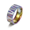 Banda de anillo de incisión de acero inoxidable Anillos de boda de corte de oro negro para hombres Joyería de moda para mujer voluntad y arena