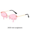 Óculos de sol engraçados máscaras moda fashion sem aro mulheres 2021 vintage lágrimas sol óculos homens doces cores óculos uv400 nx