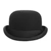 Gemvie 4 tamanhos 100 lã feltro preto bowler chapéu para homens mulheres cetim forrado moda festa formal fedora traje mágico cap14524984