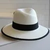 Nuovo arrivo Summer Fashion M lettera cappello di paglia per le donne Tesa larga M panama paglia fedora cappello da spiaggia da viaggio da donna sun hats305k