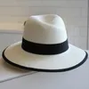 Neuankömmlinge Sommer Fashion M Brief Strohhut für Frauen Große Schwim M Panama Stroh Fedora Frauen Travel Strandhut Sonne Hats2362