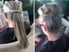 Fashion human silver grey long sleek ponytail clip in salt n pepper gray ponytail hair extension gray hair piece