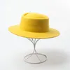 Skąpy brzeg kapelusze wełniane wełny fedora fedora czapka zima elegancka dama elegancka 100% kobiet różowa temperament271c