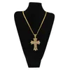 Flower Cross Pendant Necklace Mens Gold Cuban Link Chain Iced Out Pendants Hip Hop Jewelry