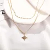 Pendant Necklaces Necklace Layered Chokers Crystal Luxury Pentagram Fashion Vintage Jewelery Star Women Jewelry Gold Chain Wholesa286M