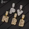 Bling CZ Custom Small Bubble A-Z Initial Letter With Rope Chain Copper Initial Pendant Gold Silver Color Charm Pendant Necklaces