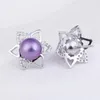 Heart Shaped Flower Petal 925 Sterling Silver Zircons Earring Pearl Bridal Jewelry Gift DIY Findings 5 Pairs