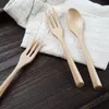 Natural Solid Color Long Handle Spoon Wooden Spoon Fork Travel Portable Tableware Eco-friendly Soup Spoons Forks Cucharas Tenedores