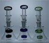 Бонги с зелеными стаканами Recycler Dab Rig Насадка для душа Perc Glass Water Bong Курение кальяна 14 мм Соединение с чашей Стеклянный бонг Дешевые стеклянные водные бонги