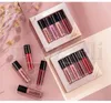 Handaiyan 4st / set Mini Matte Velvet Flytande läppstift Set LipGloss Makeup Nude Lip Gloss Vattentät naturlig fuktkräm 2 stilar Lip Kit