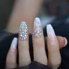 Cristal Ombre ongles entièrement conçu strass ballerine faux ongles longs blanc naturel concepteur Nail Art Tips4278890