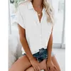 Kleding blouses voor vrouwen Top Casual Tunique Chemisier Femme Korte Mouw Wit Zwart Vaste Tops voor Vrouwen 2020 Shirts Blouses