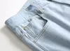 Mäns Jeans Strechy Mens Slim Fit Broken Motorcykel Skinny Light Blue Denim Pants Detailed Street Style Troursers