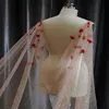 Роскошная красная свадебная фата Шикарный однослойный цветок с блестками длиной 3 метра Свадебные аксессуары Фата Соборная длина Фата на заказ 6696835