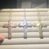 Kedjor 925 Silver Utsökt Bibeln Jesus Cross Hänge Halsband Kvinnor Män Krucifix Charm Simulerad Diamant Rose Guld Smycken