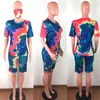 3-teiliges Damen-Outfit-Set mit Gesichtsmaske, Sommermode, Batik-T-Shirt, Biker-Shorts, Trainingsanzüge, Clubwear, Sportbekleidung, Freizeitkleidung